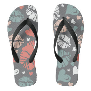 Tongs Copie de baiser et motif de coeur