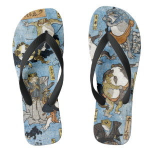 Tongs Copie d'Ukiyo-e - grenouilles en tant qu'acteurs