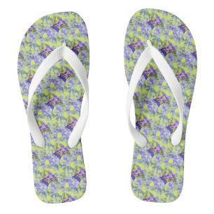 Tongs Coquillage bleu mer violet aquarelle peinture le