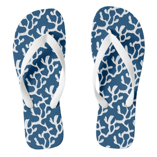 Tongs Corail Abstrait bleu et blanc Motif répétitif (Semelle)