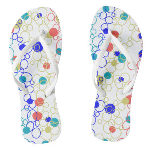 Tongs Corail bleu Aqua Lime Cercles verts Points