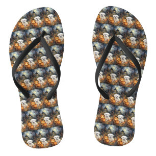 Tongs Coton De Tulear Halloween Avec Peur Citrouille