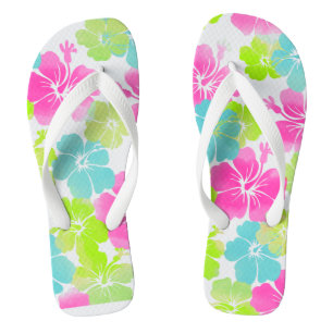 Tongs Couleur de fond DIY PixDezines hibiscus