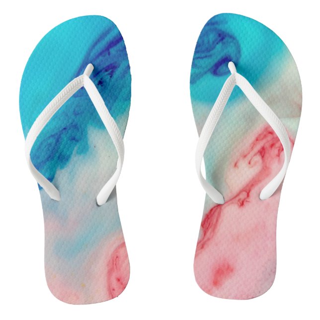 Tongs couleur rose vif et encre d'alcool bleu (Semelle)