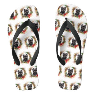 Tongs Couronne de Noël Affenpinscher Chien festif