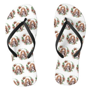 Tongs Couronne de Noël Basset Hound Chien de fête