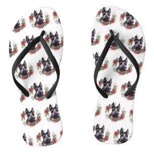 Tongs Couronne de Noël de Terrier Écossais Chien de Fête