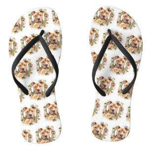 Tongs Couronne de Noël Pitbull Chien de fête