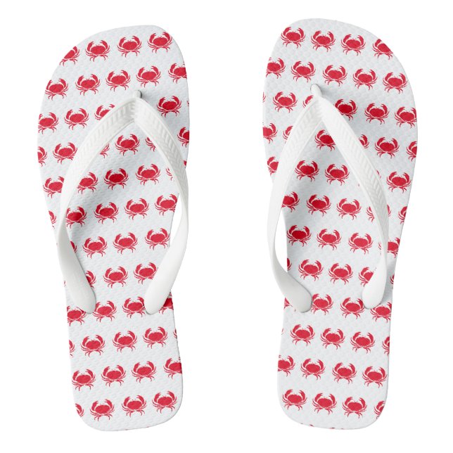Tongs Crabe rouge blanc animal de mer motif (Semelle)