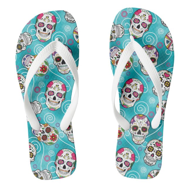 Tongs Crânes à sucre et torons Turquoise ID725 (Semelle)