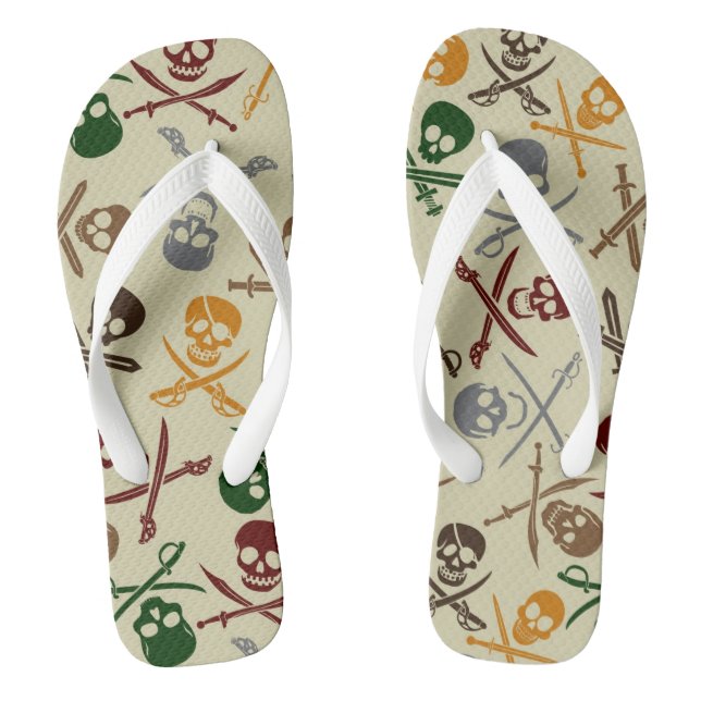 Tongs Crânes de pirate avec les épées croisées (Semelle)