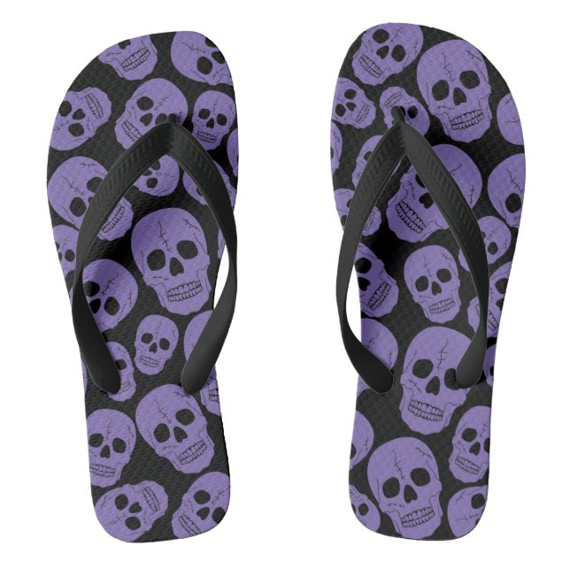Tongs Crânes pourpres sur Noir (Semelle)