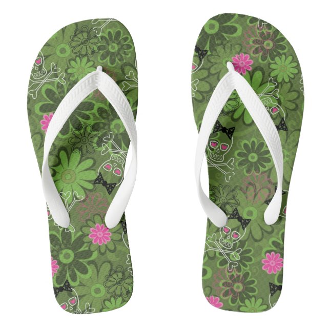 Tongs Crânes punks Girly sur l'arrière - plan de Camo de (Semelle)