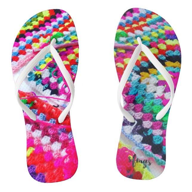 Tongs Crochet Granny Carré Rainbow Flip Flops Crochet (Semelle)