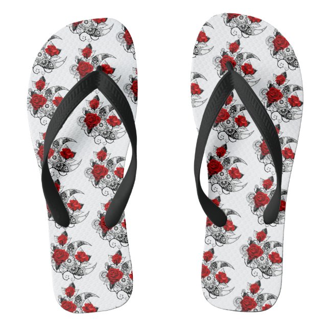 Tongs Croissant mécanique avec roses rouges (Semelle)