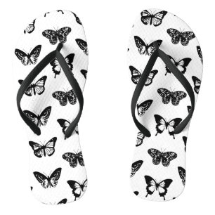 Tongs Croquis papillon, noir et blanc