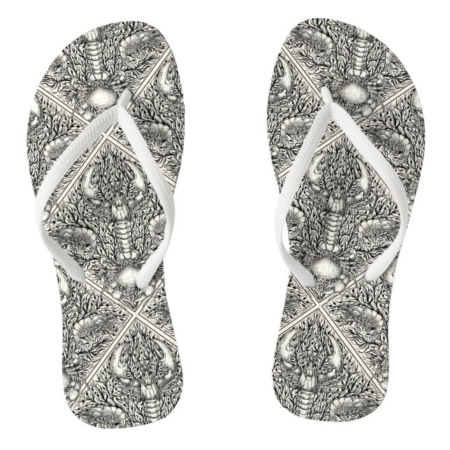 Tongs Crustacéen en noir et blanc naturel (Semelle)