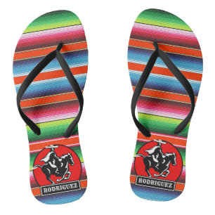 Tongs CUSTOM NAME Charro Horse Spanish Mexican Serape