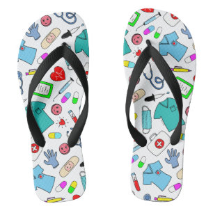 Tongs Cute Doctor Nurse Médicale Fournitures Motif