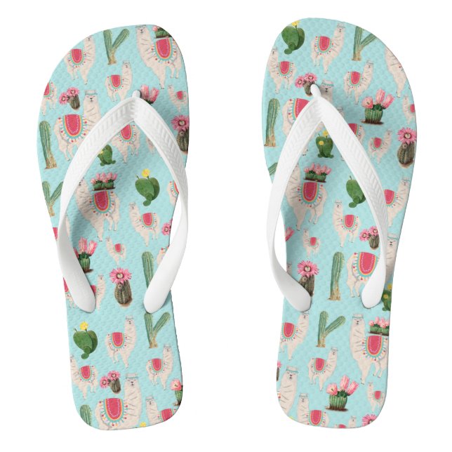 Tongs Cute Fiesta Llama & Cactus Motif (Semelle)