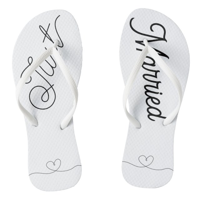 Tongs Cute Just Married Cœur écriture noire (Semelle)