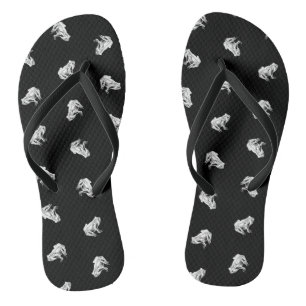 Tongs Cute Little Frogs Motif Frog Art Design Black