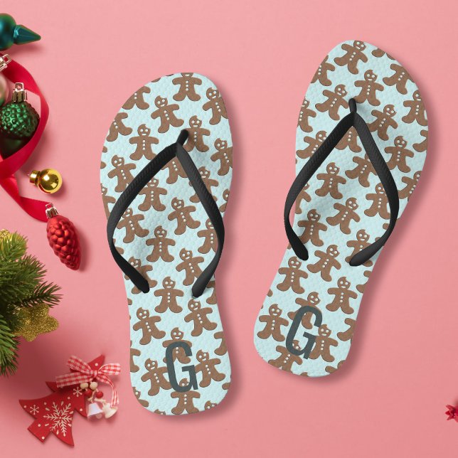 Tongs Cute Noël pain d'épices Hommes Motif bleu (Créateur téléchargé)