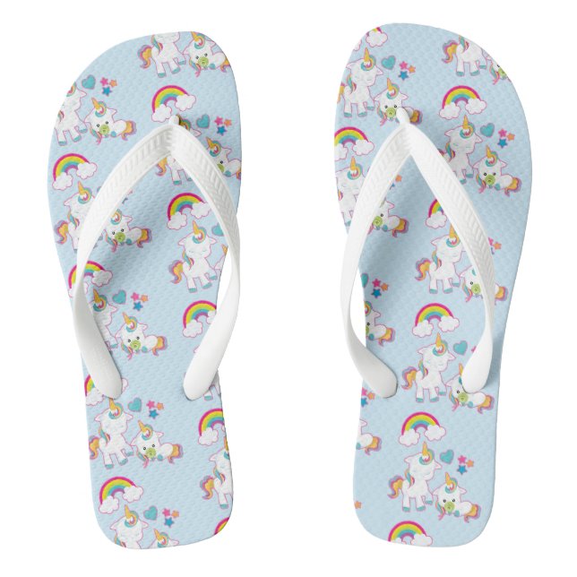 Tongs Cute White Unicorns Magique Mère & Bébé Motif (Semelle)