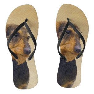 Tongs Dachshund (À poils durs) Peinture Chien Art origin