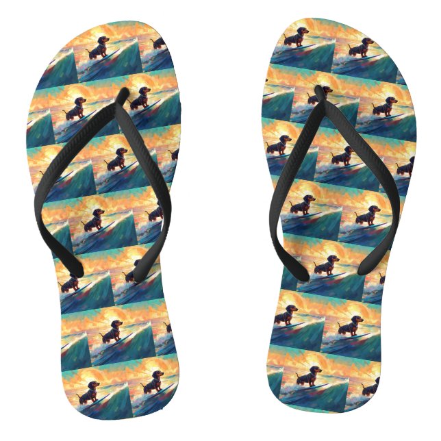 Tongs Dachshund Beach Surf Peinture (Semelle)