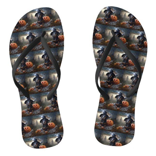 Tongs Dachshund Halloween effroi (Semelle)
