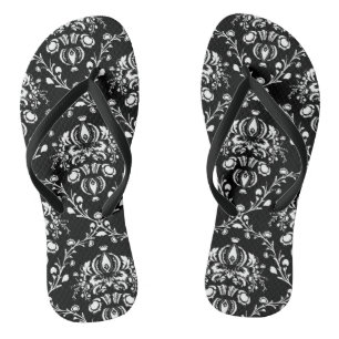 Tongs Damas noir et blanc