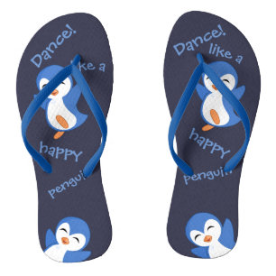 Tongs Danse comme un joyeux pingouin mignon bleu