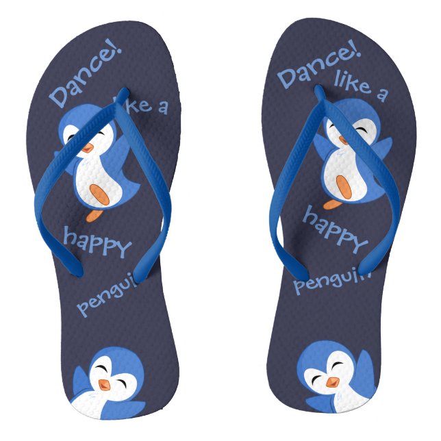 Tongs Danse comme un joyeux pingouin mignon bleu (Semelle)