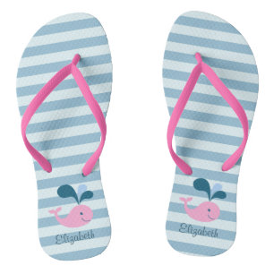Tongs Dauphins adorables, rayures bleu clair - Personnal