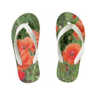 Tongs de coquelicots rouges, enfants