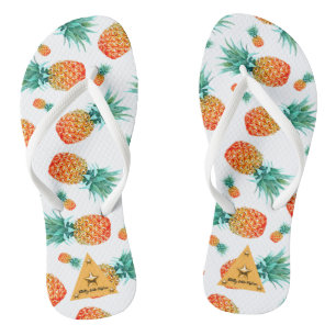 Tongs de fruit d'ananas tropical blanc