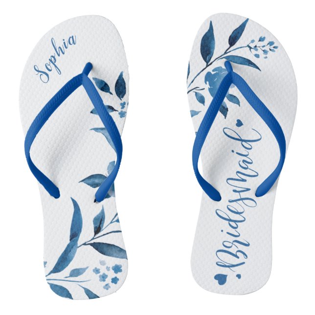 Tongs de marionnettes de mariage floral bleu (Semelle)