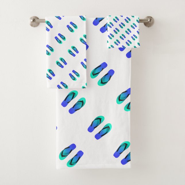 Tongs de plage bleus enfants blanc  (En situation)