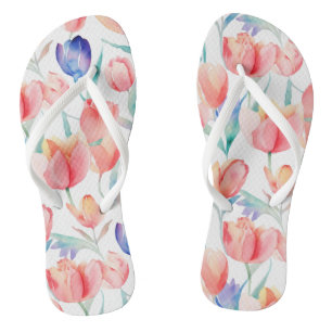 Tongs de tulipes à motif aquarelle