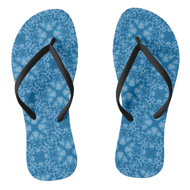 Tongs Déco fleurie bleue sans charme (Semelle)