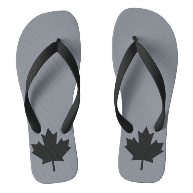 Tongs Décor canadien en feuille d'érable noire (Semelle)