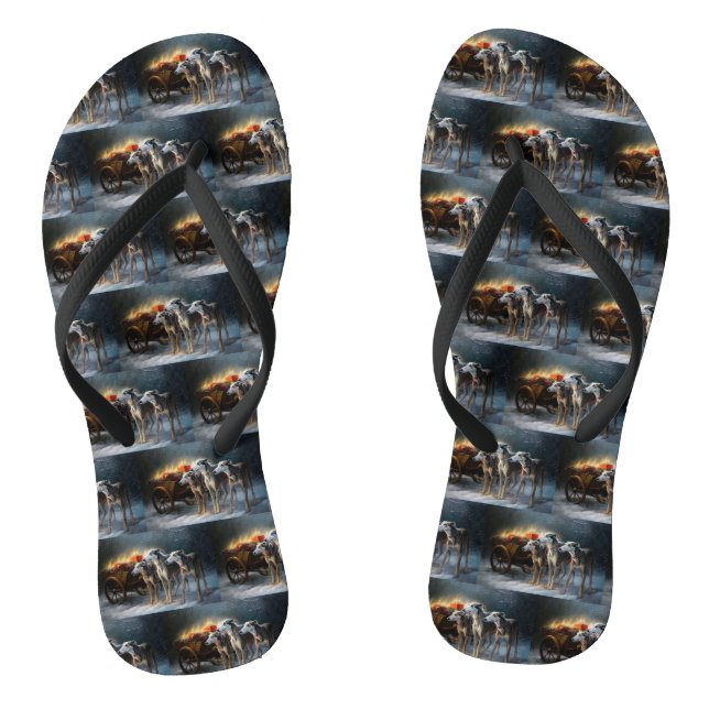 Tongs Décor de Noël Greyhound Snowy Sleigh (Semelle)