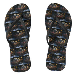 Tongs Décor de Noël Pekingese Snowy Sleigh
