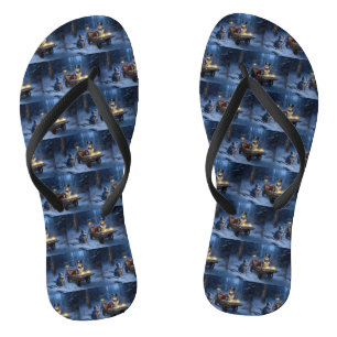 Tongs Décor de Noël traîneau enneigé Blue Heeler