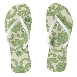 Tongs Décor fleuri vert motif