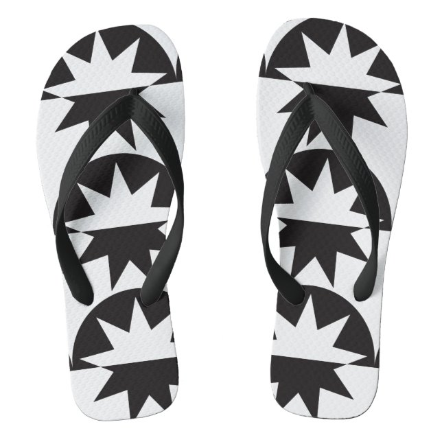 Tongs Décor Noir Blanc Étoile Rayonnante (Semelle)
