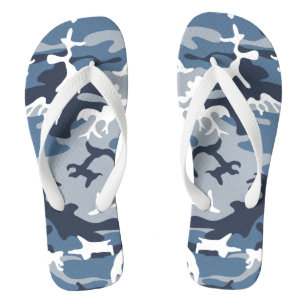 Tongs Déguisement Camouflage Neige Hivernale Bleue, Mili