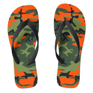 Tongs Déguisement camouflage orange et vert, Militaire,