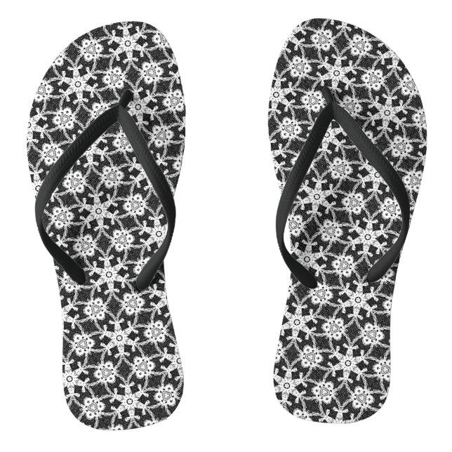 Tongs Dentelle antique - blanc et noir (Semelle)